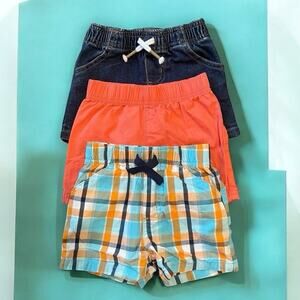 Garanimals Child of Mine Orange Plaid Denim Casual Shorts Bundle Boy’s Size 6-9M